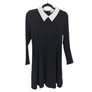 Aphratti womens medium black white long sleeve knee length dress wednesday